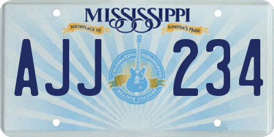 MS license plate AJJ234