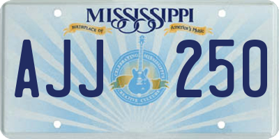 MS license plate AJJ250