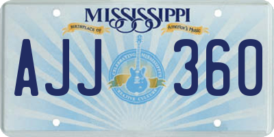 MS license plate AJJ360