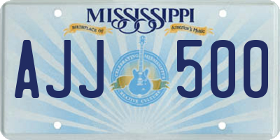 MS license plate AJJ500