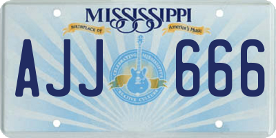 MS license plate AJJ666