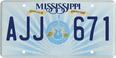 MS license plate AJJ671