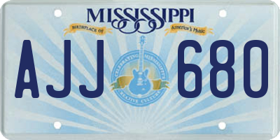 MS license plate AJJ680