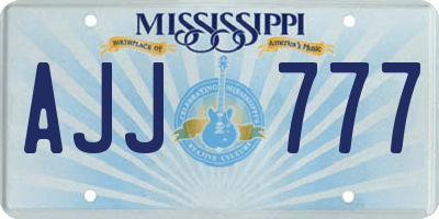 MS license plate AJJ777