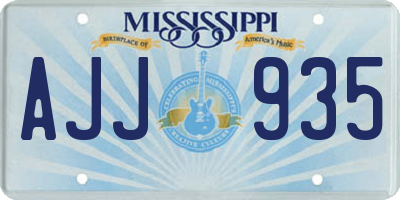 MS license plate AJJ935
