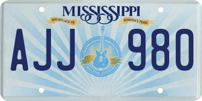 MS license plate AJJ980