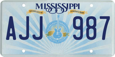 MS license plate AJJ987