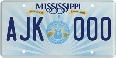 MS license plate AJK000