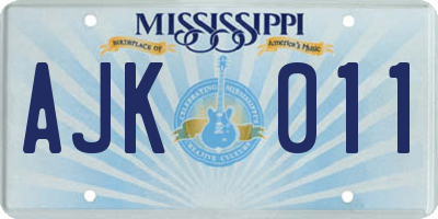 MS license plate AJK011