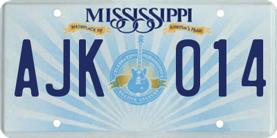 MS license plate AJK014