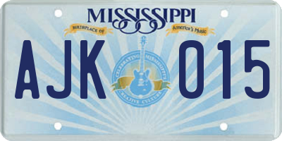 MS license plate AJK015