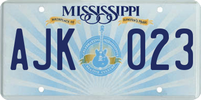 MS license plate AJK023