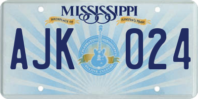 MS license plate AJK024