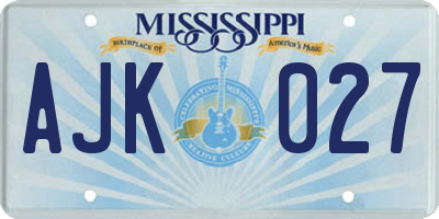 MS license plate AJK027