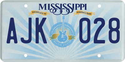 MS license plate AJK028