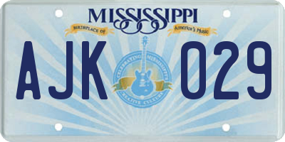 MS license plate AJK029