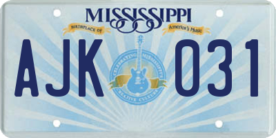 MS license plate AJK031