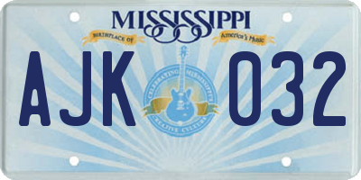 MS license plate AJK032