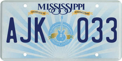 MS license plate AJK033
