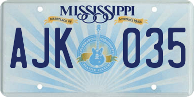 MS license plate AJK035