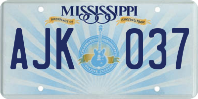MS license plate AJK037