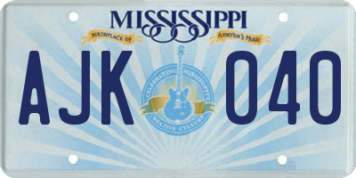 MS license plate AJK040