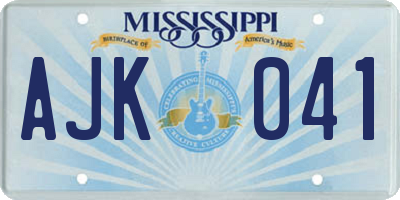 MS license plate AJK041