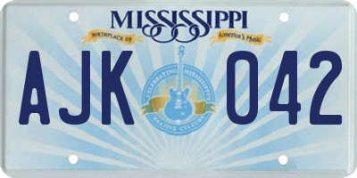 MS license plate AJK042