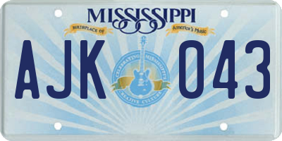 MS license plate AJK043