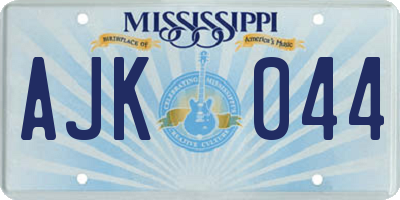 MS license plate AJK044