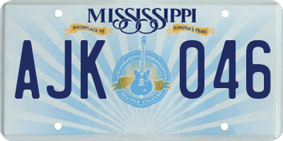 MS license plate AJK046