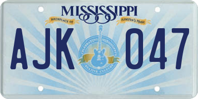 MS license plate AJK047