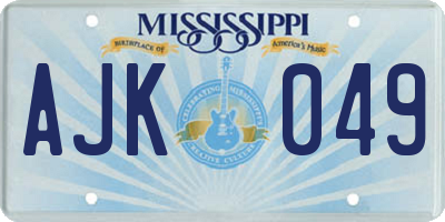 MS license plate AJK049