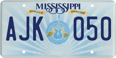 MS license plate AJK050