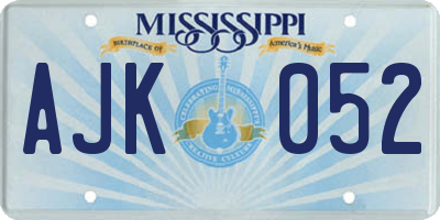 MS license plate AJK052