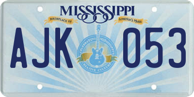 MS license plate AJK053