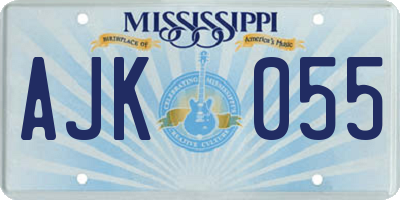 MS license plate AJK055
