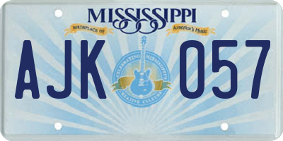 MS license plate AJK057