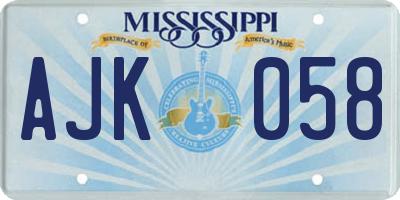 MS license plate AJK058