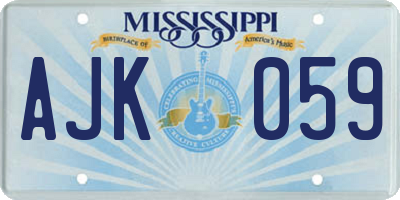 MS license plate AJK059