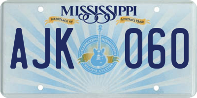 MS license plate AJK060
