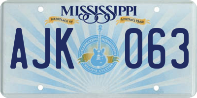MS license plate AJK063