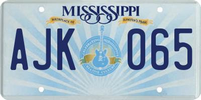 MS license plate AJK065