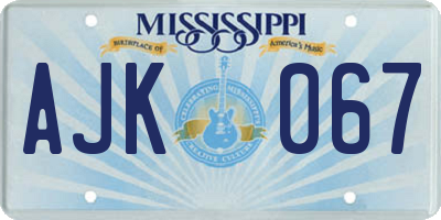 MS license plate AJK067