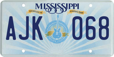 MS license plate AJK068