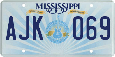 MS license plate AJK069