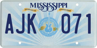 MS license plate AJK071