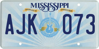 MS license plate AJK073