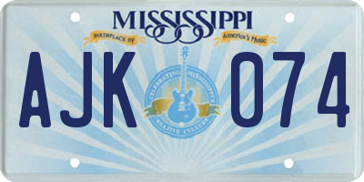 MS license plate AJK074