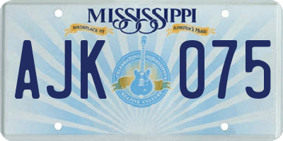 MS license plate AJK075
